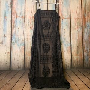 Anthropologie Floreat Black & Baby Pink Slip Dress Size XS